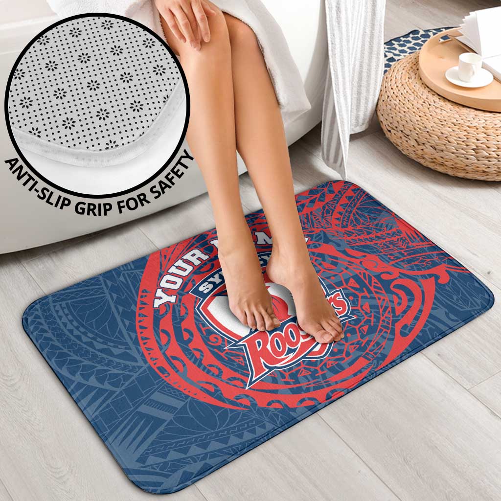 Personalized Sydney Roosters Bathroom Set Polynesian Tribal Chest and Sleeve Tattoo