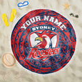 Personalized Sydney Roosters Beach Blanket Polynesian Tribal Chest and Sleeve Tattoo