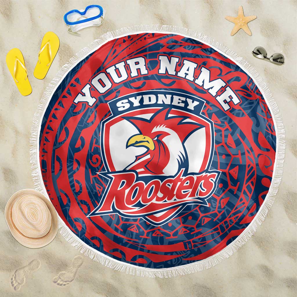 Personalized Sydney Roosters Beach Blanket Polynesian Tribal Chest and Sleeve Tattoo