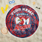 Personalized Sydney Roosters Beach Blanket Polynesian Tribal Chest and Sleeve Tattoo