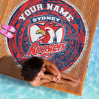 Personalized Sydney Roosters Beach Blanket Polynesian Tribal Chest and Sleeve Tattoo