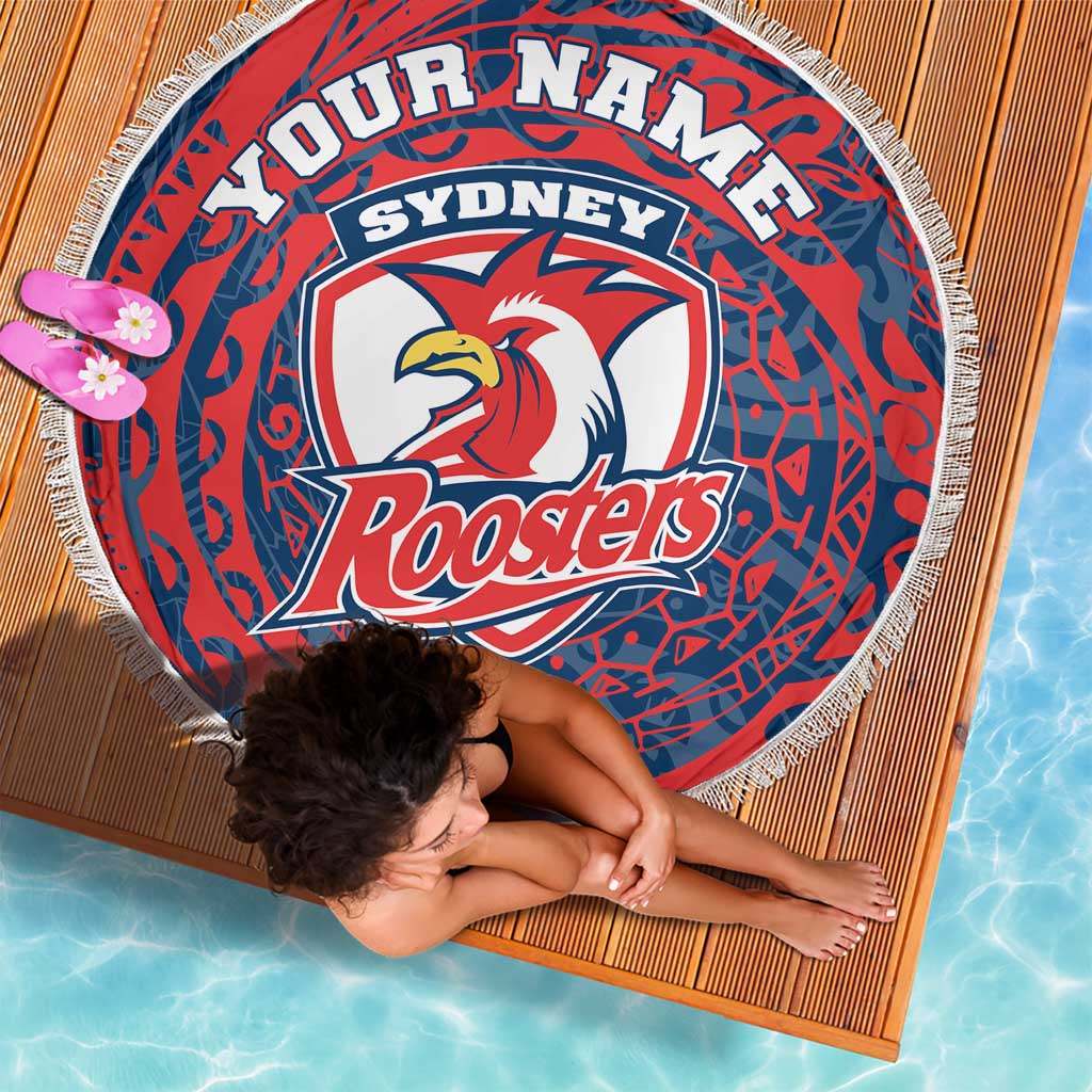 Personalized Sydney Roosters Beach Blanket Polynesian Tribal Chest and Sleeve Tattoo