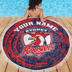 Personalized Sydney Roosters Beach Blanket Polynesian Tribal Chest and Sleeve Tattoo