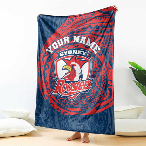 Personalized Sydney Roosters Blanket Polynesian Tribal Chest and Sleeve Tattoo