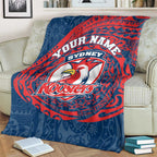Personalized Sydney Roosters Blanket Polynesian Tribal Chest and Sleeve Tattoo