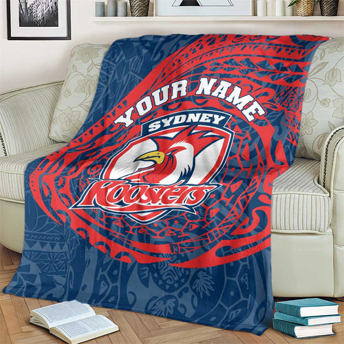 Personalized Sydney Roosters Blanket Polynesian Tribal Chest and Sleeve Tattoo
