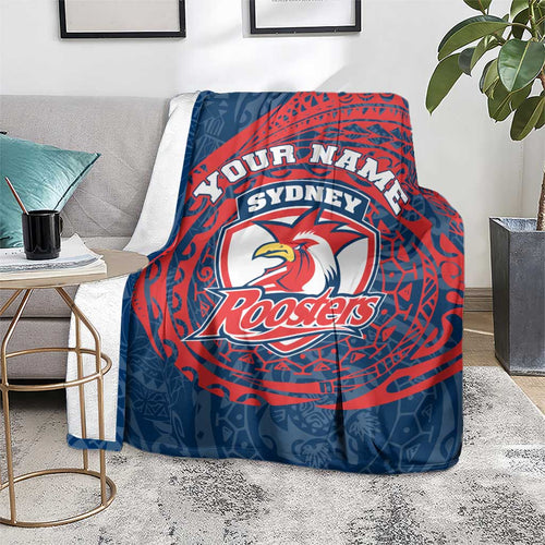 Personalized Sydney Roosters Blanket Polynesian Tribal Chest and Sleeve Tattoo