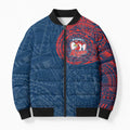 Personalized Sydney Roosters Bomber Puffer Jacket Polynesian Tribal Chest and Sleeve Tattoo
