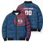 Personalized Sydney Roosters Bomber Puffer Jacket Polynesian Tribal Chest and Sleeve Tattoo