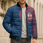 Personalized Sydney Roosters Bomber Puffer Jacket Polynesian Tribal Chest and Sleeve Tattoo