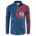 Personalized Sydney Roosters Button Sweatshirt Polynesian Tribal Chest and Sleeve Tattoo