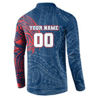 Personalized Sydney Roosters Button Sweatshirt Polynesian Tribal Chest and Sleeve Tattoo