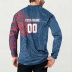 Personalized Sydney Roosters Button Sweatshirt Polynesian Tribal Chest and Sleeve Tattoo