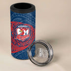 Personalized Sydney Roosters 4 in 1 Can Cooler Tumbler Polynesian Tribal Chest and Sleeve Tattoo