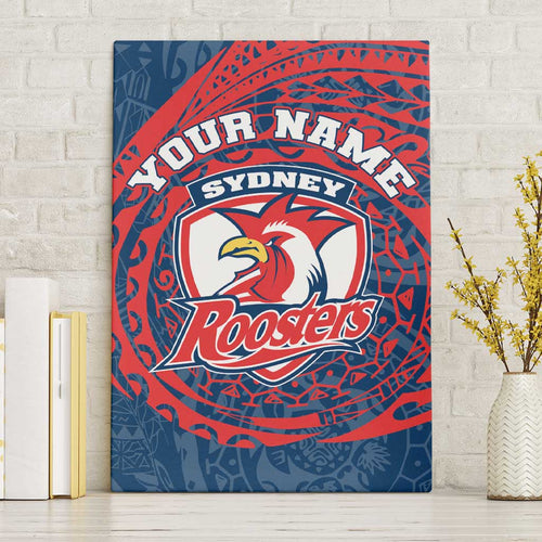 Personalized Sydney Roosters Canvas Wall Art Polynesian Tribal Chest and Sleeve Tattoo