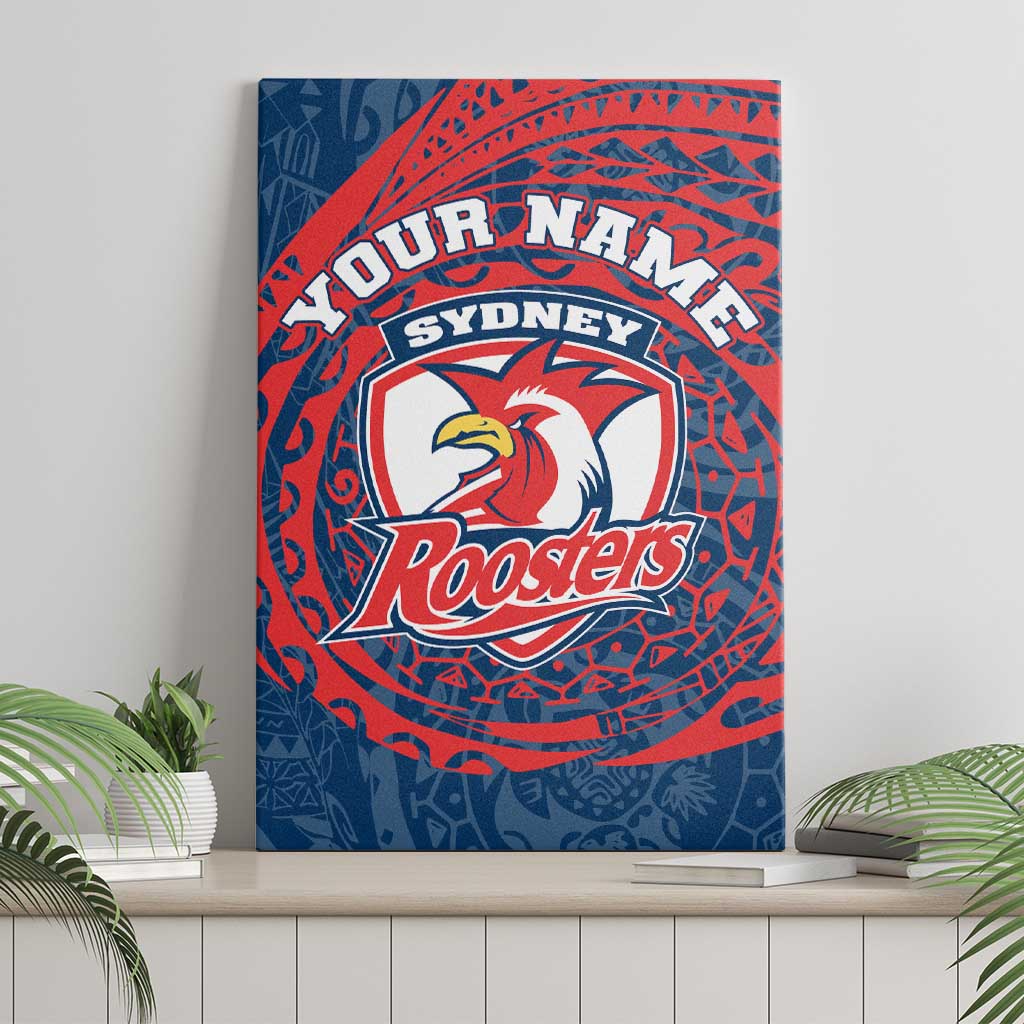 Personalized Sydney Roosters Canvas Wall Art Polynesian Tribal Chest and Sleeve Tattoo
