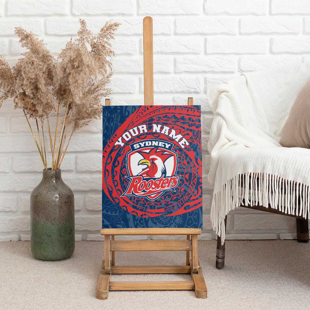 Personalized Sydney Roosters Canvas Wall Art Polynesian Tribal Chest and Sleeve Tattoo