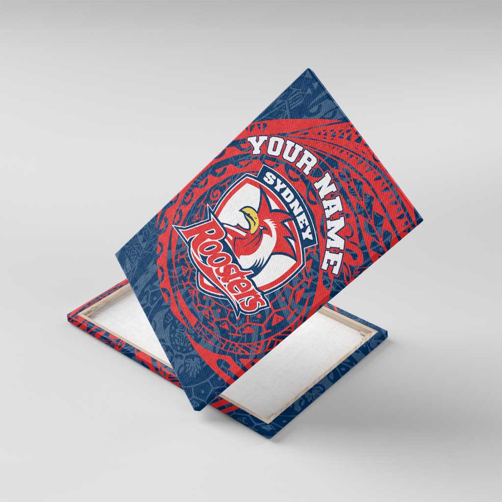 Personalized Sydney Roosters Canvas Wall Art Polynesian Tribal Chest and Sleeve Tattoo