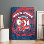 Personalized Sydney Roosters Canvas Wall Art Polynesian Tribal Chest and Sleeve Tattoo