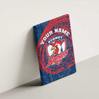 Personalized Sydney Roosters Canvas Wall Art Polynesian Tribal Chest and Sleeve Tattoo