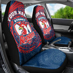 Personalized Sydney Roosters Car Seat Cover Polynesian Tribal Chest and Sleeve Tattoo