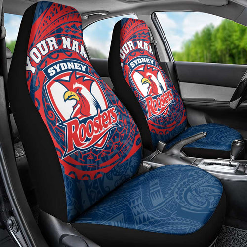 Personalized Sydney Roosters Car Seat Cover Polynesian Tribal Chest and Sleeve Tattoo