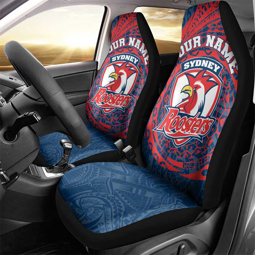 Personalized Sydney Roosters Car Seat Cover Polynesian Tribal Chest and Sleeve Tattoo