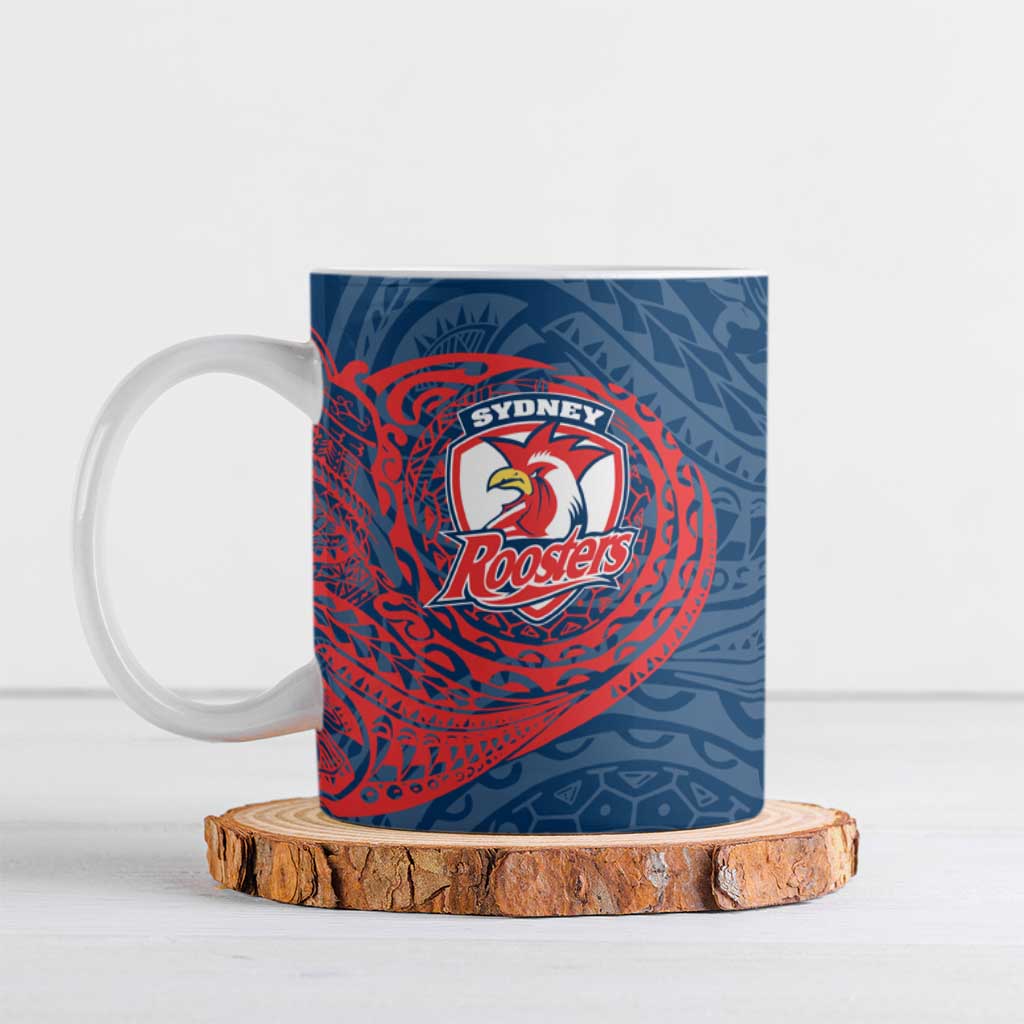 Personalized Sydney Roosters Ceramic Mug Polynesian Tribal Chest and Sleeve Tattoo
