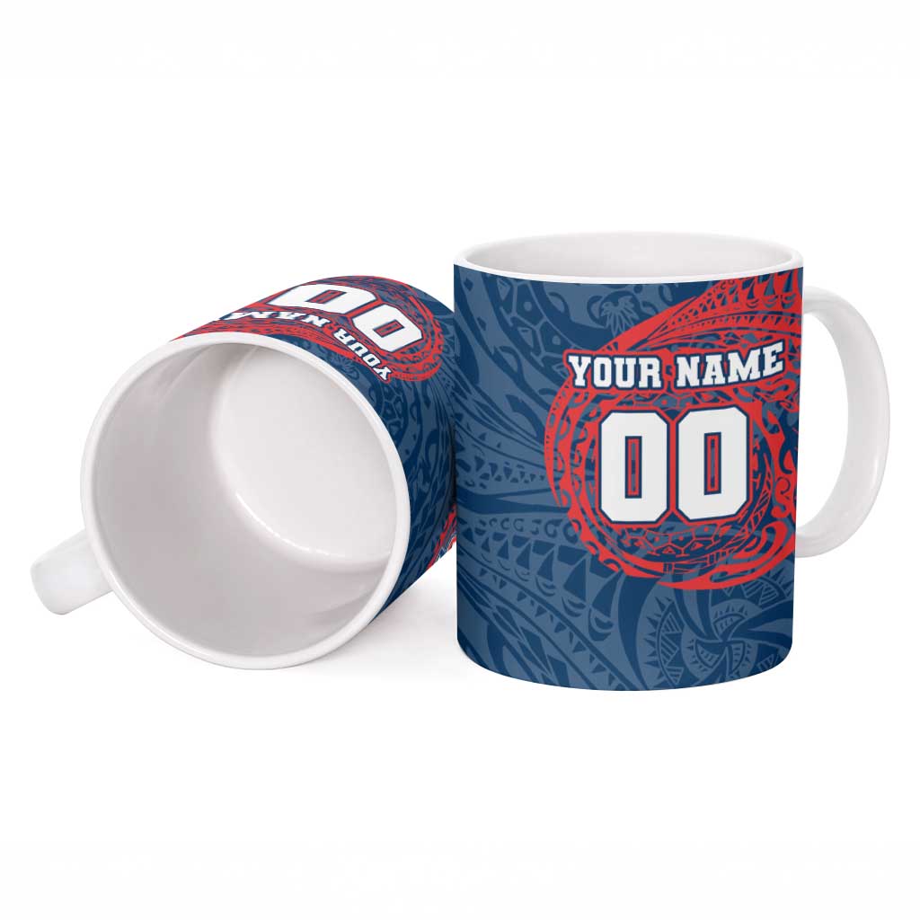 Personalized Sydney Roosters Ceramic Mug Polynesian Tribal Chest and Sleeve Tattoo