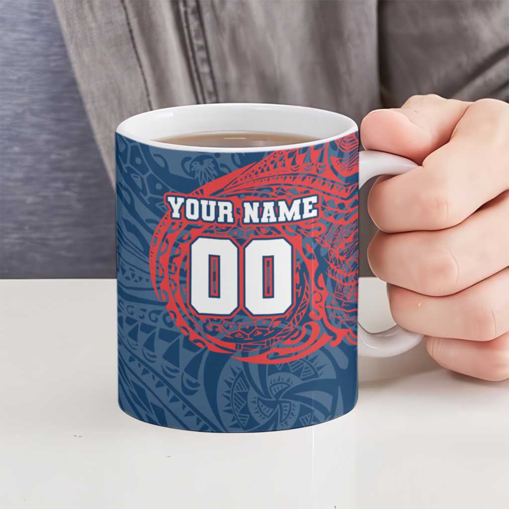 Personalized Sydney Roosters Ceramic Mug Polynesian Tribal Chest and Sleeve Tattoo