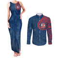 Personalized Sydney Roosters Couples Matching Tank Maxi Dress and Long Sleeve Button Shirt Polynesian Tribal Chest and Sleeve Tattoo