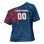Personalized Sydney Roosters Cross Shoulder Shirt Polynesian Tribal Chest and Sleeve Tattoo