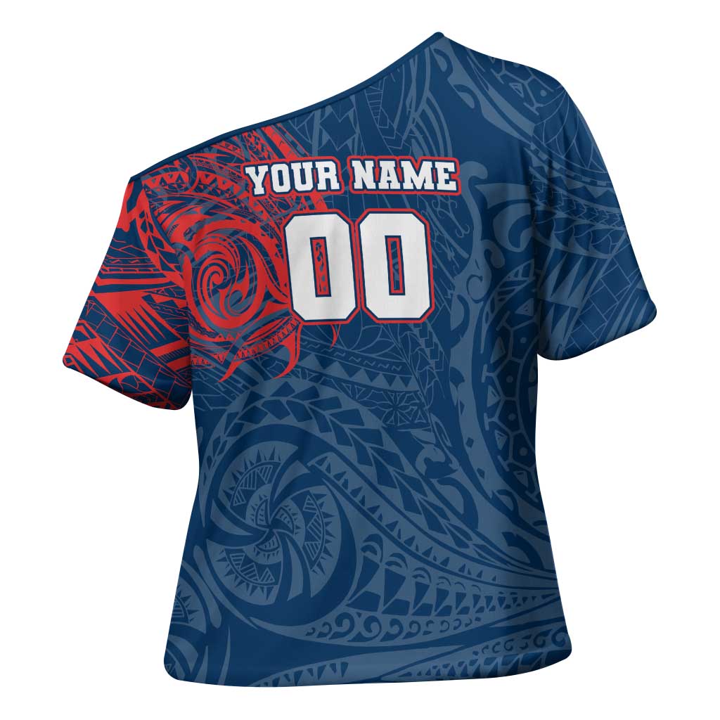 Personalized Sydney Roosters Cross Shoulder Shirt Polynesian Tribal Chest and Sleeve Tattoo