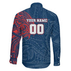 Personalized Sydney Roosters Family Matching Mermaid Dress and Hawaiian Shirt Polynesian Tribal Chest and Sleeve Tattoo