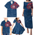 Personalized Sydney Roosters Family Matching Puletasi and Hawaiian Shirt Polynesian Tribal Chest and Sleeve Tattoo
