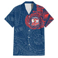 Personalized Sydney Roosters Family Matching Puletasi and Hawaiian Shirt Polynesian Tribal Chest and Sleeve Tattoo