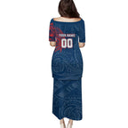 Personalized Sydney Roosters Family Matching Puletasi and Hawaiian Shirt Polynesian Tribal Chest and Sleeve Tattoo