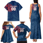 Personalized Sydney Roosters Family Matching Tank Maxi Dress and Hawaiian Shirt Polynesian Tribal Chest and Sleeve Tattoo