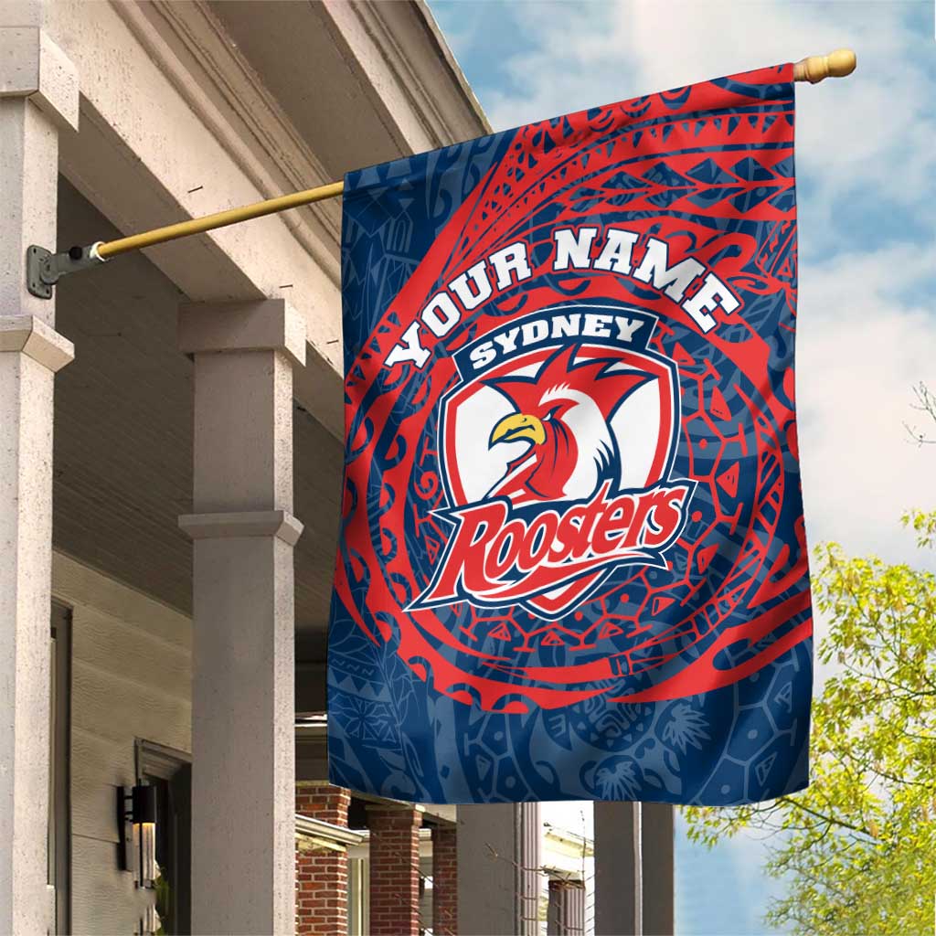 Personalized Sydney Roosters Garden Flag Polynesian Tribal Chest and Sleeve Tattoo
