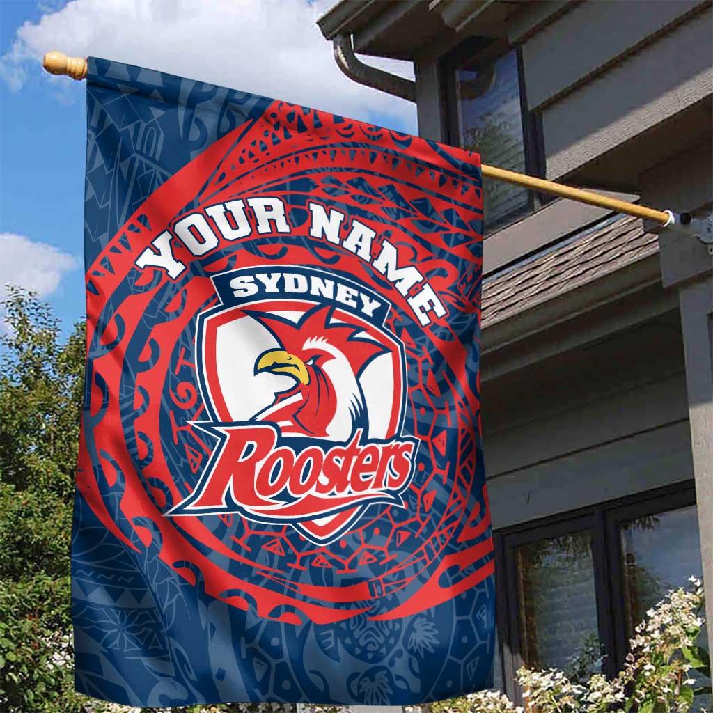 Personalized Sydney Roosters Garden Flag Polynesian Tribal Chest and Sleeve Tattoo
