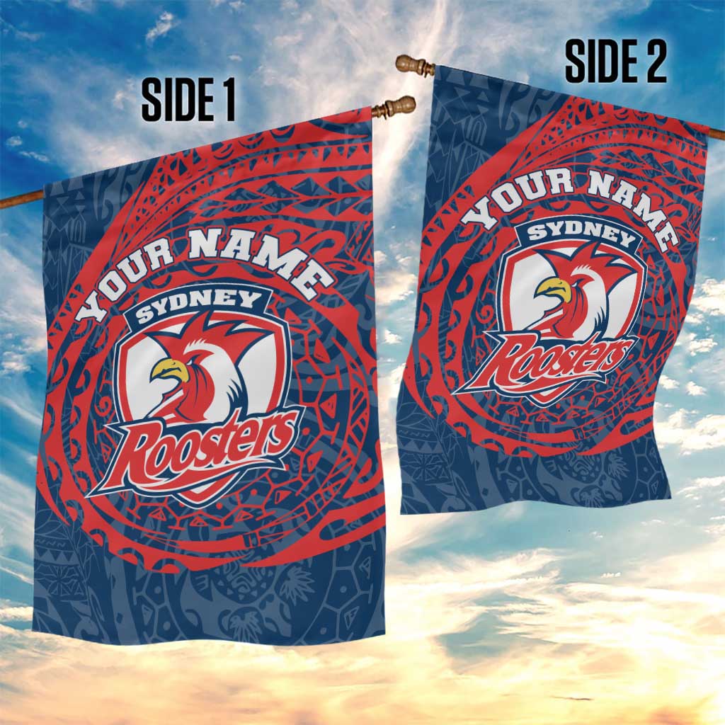 Personalized Sydney Roosters Garden Flag Polynesian Tribal Chest and Sleeve Tattoo