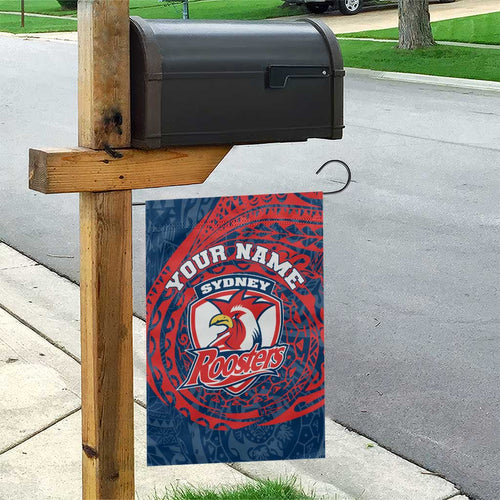 Personalized Sydney Roosters Garden Flag Polynesian Tribal Chest and Sleeve Tattoo