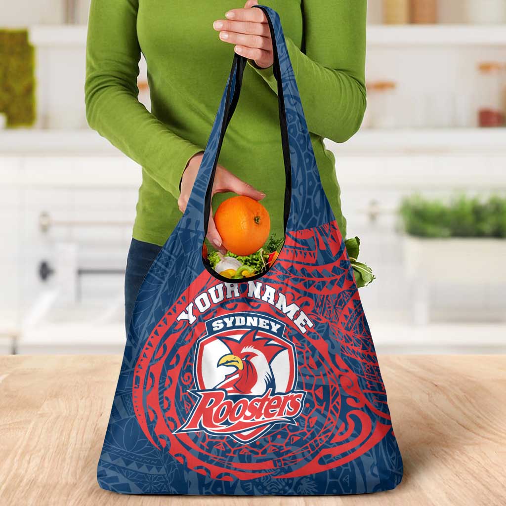 Personalized Sydney Roosters Grocery Bag Polynesian Tribal Chest and Sleeve Tattoo