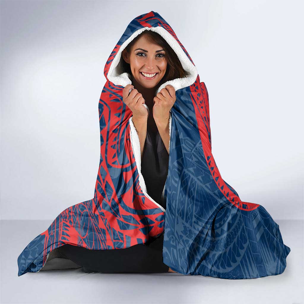 Personalized Sydney Roosters Hooded Blanket Polynesian Tribal Chest and Sleeve Tattoo