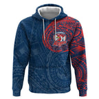 Personalized Sydney Roosters Hoodie Polynesian Tribal Chest and Sleeve Tattoo