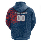 Personalized Sydney Roosters Hoodie Polynesian Tribal Chest and Sleeve Tattoo