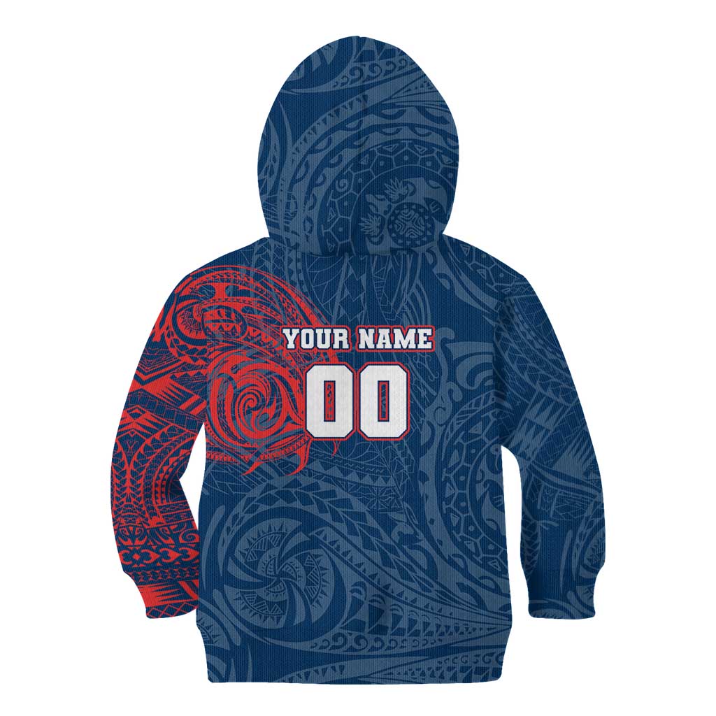 Personalized Sydney Roosters Kid Hoodie Polynesian Tribal Chest and Sleeve Tattoo