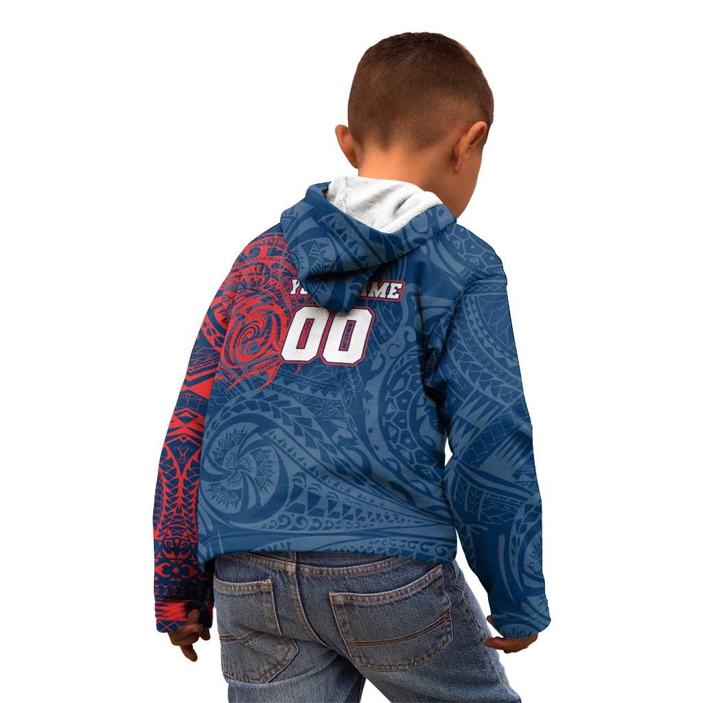 Personalized Sydney Roosters Kid Hoodie Polynesian Tribal Chest and Sleeve Tattoo