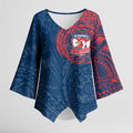 Personalized Sydney Roosters Kimono Sleeve Blouse Polynesian Tribal Chest and Sleeve Tattoo