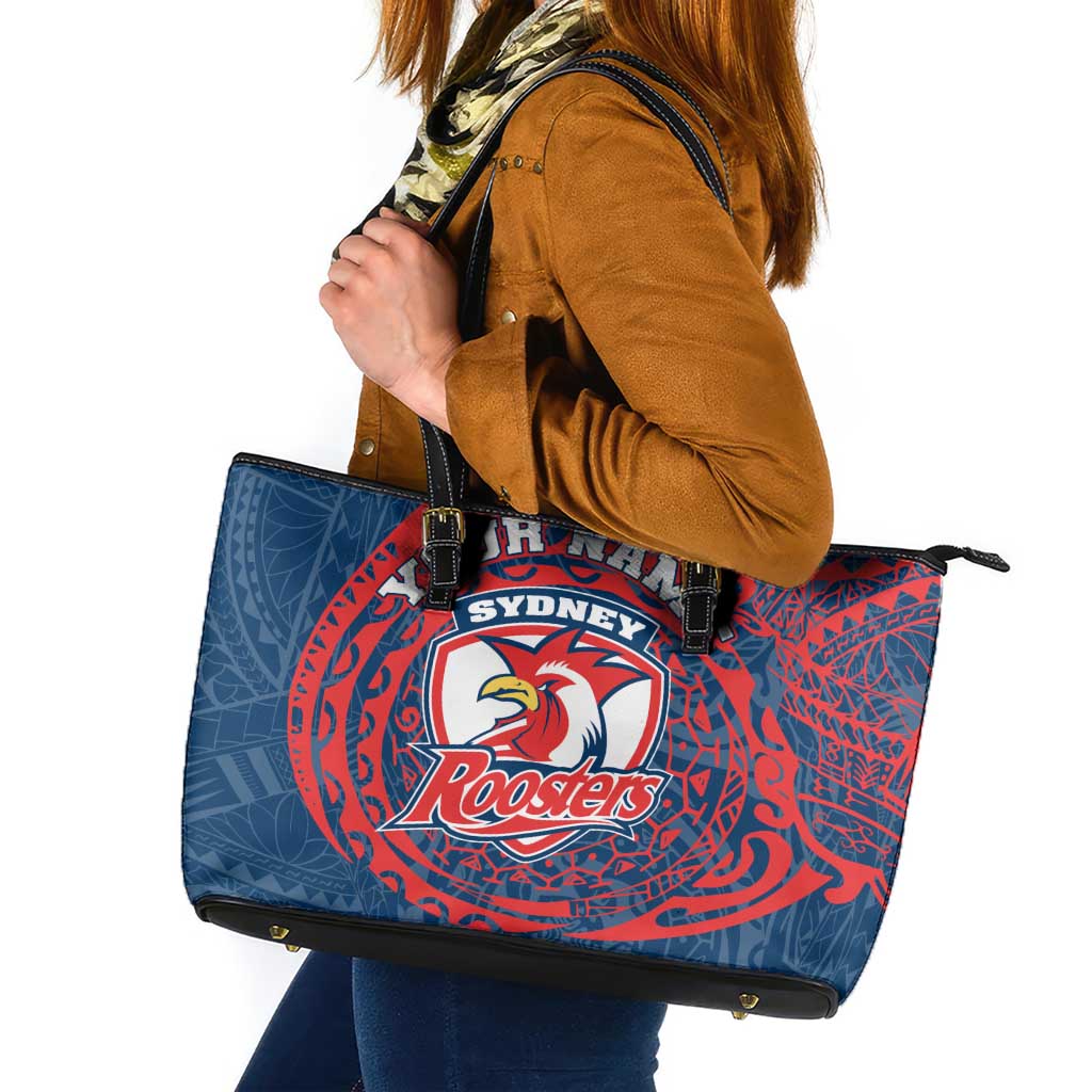Personalized Sydney Roosters Leather Tote Bag Polynesian Tribal Chest and Sleeve Tattoo
